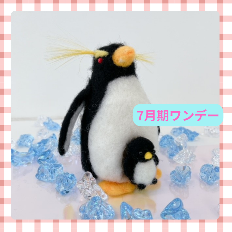 【me-gaco】羊毛フェルト～イワトビペンギン親子～(7月期）
