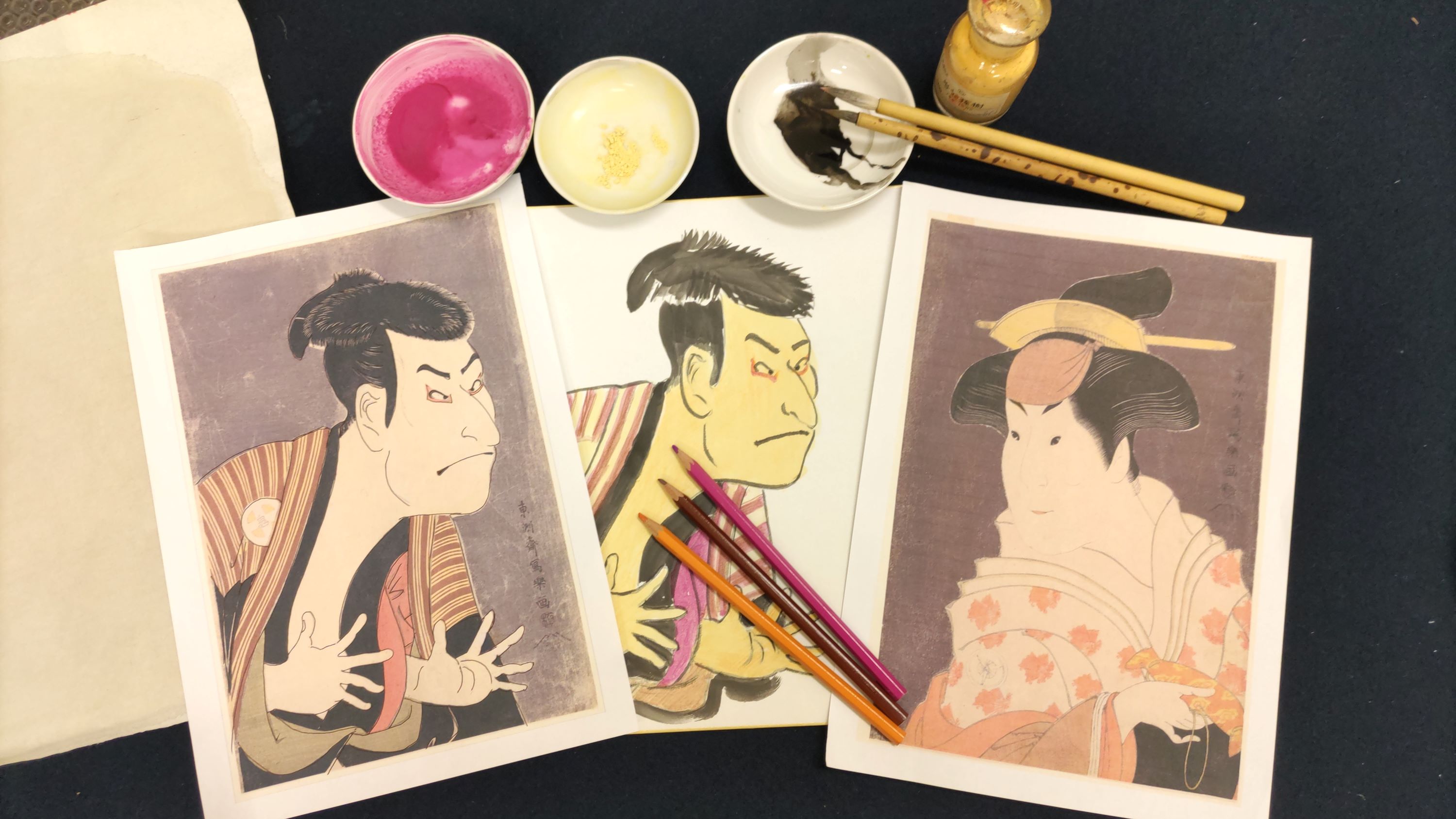 日本画の絵の具で描く「大首絵」～あなたも写楽になろう！～【ふむふむサマースクール】
